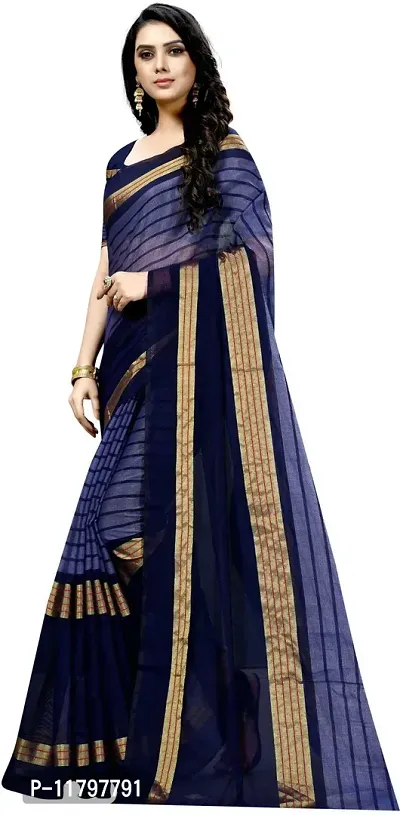 Beautiful Blue Art Silk Saree with Blouse piece-thumb3