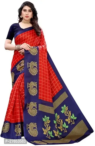 Elegant Printed Bollywood Art Silk Women Saree With Blouse Piece -Red For Women