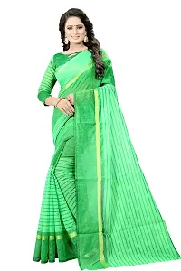 Elegant Striped Daily Wear Cotton Silk Women Saree With Blouse Piece -Pack Of 2 For Women-thumb2