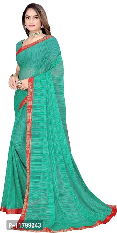 Beautiful Green Cotton Blend Saree with Blouse piece-thumb2