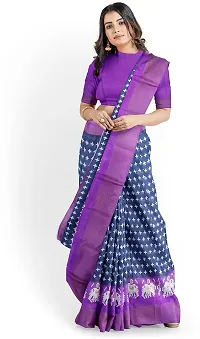 Beautiful Grey Art Silk Saree with Blouse piece-thumb3