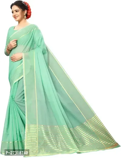 Fancy Cotton Silk Saree With Blouse Piece For Women-thumb0