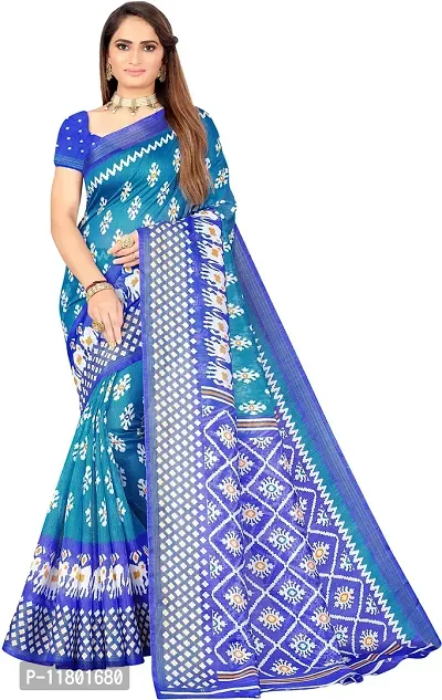 Beautiful Blue Art Silk Saree with Blouse piece-thumb0