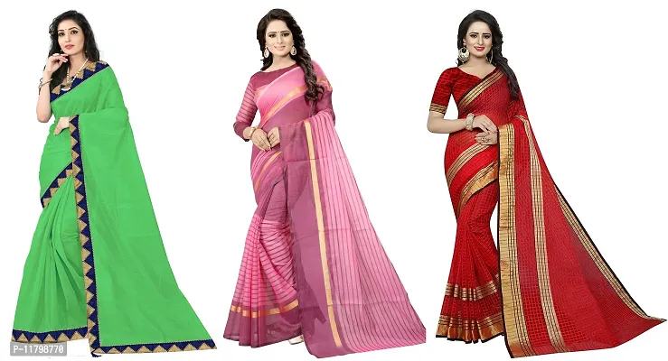 Beautiful Multicoloured Art Silk Saree with Blouse piece Pack Of 3-thumb0