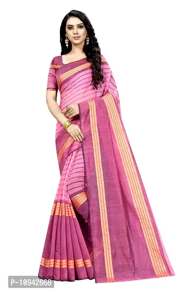 Stylish Cotton Blend Saree With Blouse Piece For Women Pack Of 2-thumb4