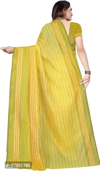 Beautiful Yellow Cotton Silk Saree With Blouse Piece For Women-thumb3