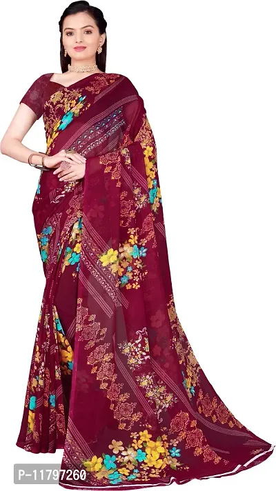 Beautiful Maroon Georgette Saree with Blouse piece