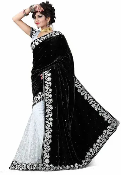 Elegant Velvet Saree with Blouse piece 