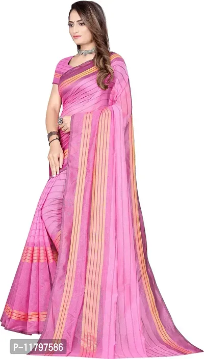 Beautiful Pink Cotton Silk Saree with Blouse piece-thumb2