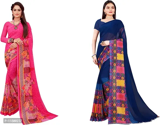 Beautiful Multicoloured Georgette Saree with Blouse piece Pack Of 2-thumb0