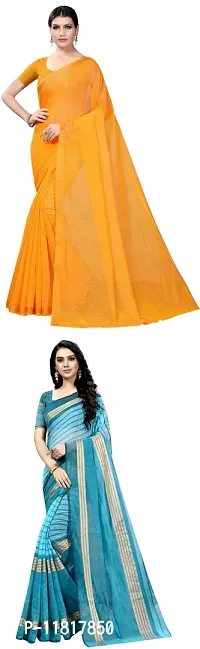 Beautiful Art Silk Saree with Blouse Piece Pack Of 2