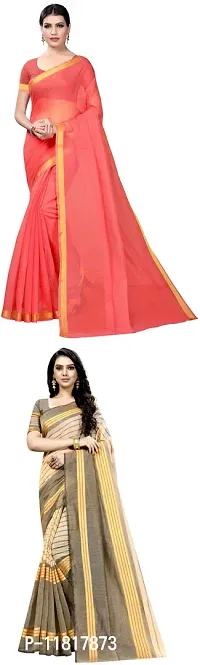 Beautiful Art Silk Saree with Blouse Piece Pack Of 2-thumb0