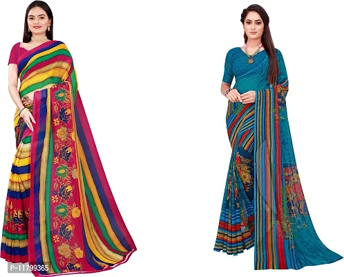 Beautiful Multicoloured Georgette Saree with Blouse piece Pack Of 2