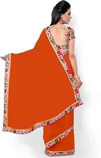 Beautiful Orange Georgette Saree with Blouse piece-thumb1