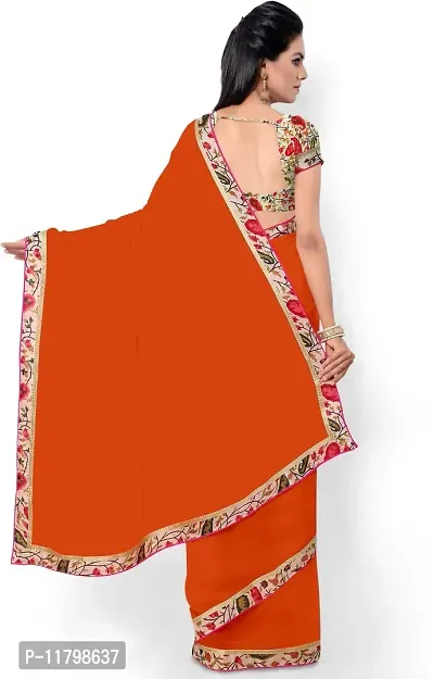 Beautiful Orange Georgette Saree with Blouse piece-thumb2