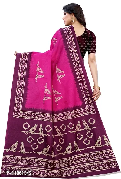 Beautiful Pink Art Silk Saree with Blouse piece-thumb4