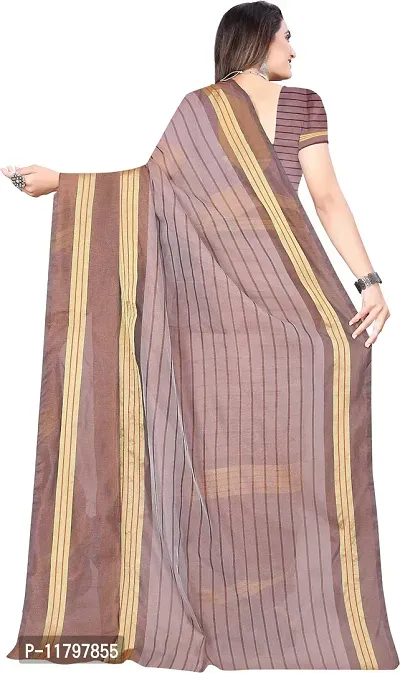 Beautiful Brown Cotton Silk Saree with Blouse piece-thumb3