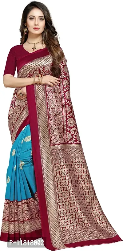 Beautiful Art Silk Saree with Blouse Piece-thumb0