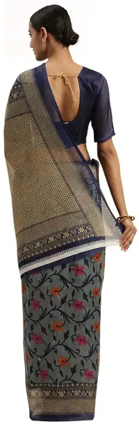 Beautiful Grey Art Silk Saree with Blouse piece-thumb1