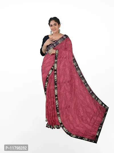 Beautiful Red Cotton Blend Saree with Blouse piece-thumb0