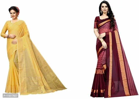 Beautiful Art Silk Saree with Blouse Piece Pack Of 2-thumb0