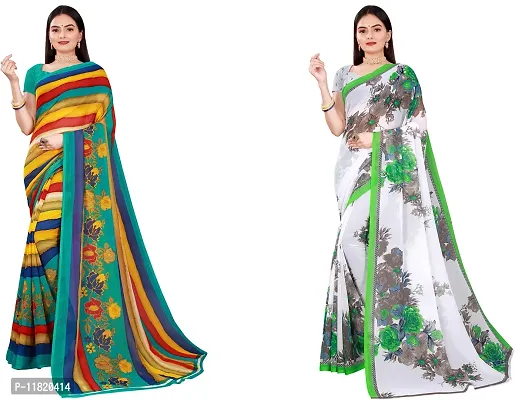 Beautiful Georgette Saree with Blouse Piece Pack Of 2