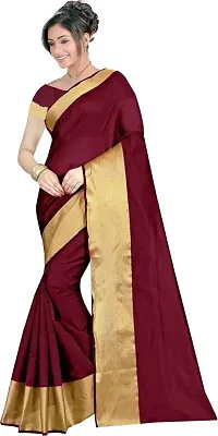 Elegant Geometric Print Daily Wear Cotton Silk Women Saree With Blouse Piece -Pack Of 2 For Women-thumb1