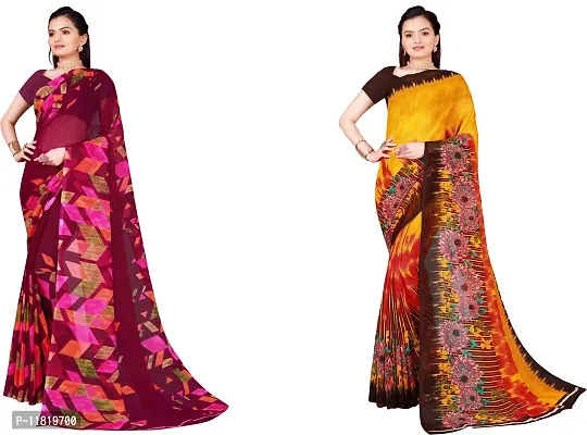 Beautiful Georgette Saree with Blouse Piece Pack Of 2-thumb0