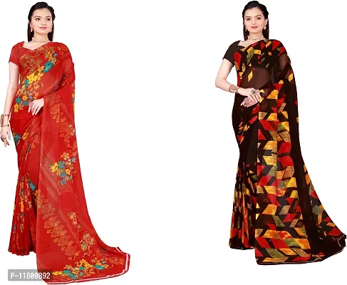 Beautiful Multicoloured Georgette Saree with Blouse piece Pack Of 2-thumb0