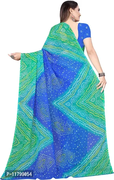 Beautiful Blue Georgette Saree with Blouse piece-thumb3