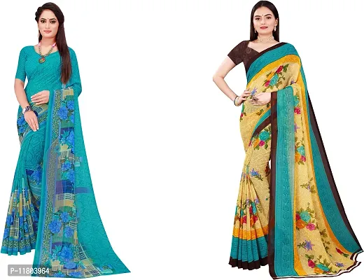 Beautiful Georgette Saree with Blouse Piece Pack Of 2-thumb0