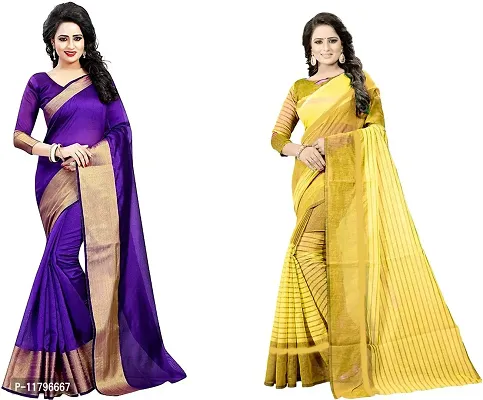 Beautiful Multicoloured Cotton Silk Saree with Blouse piece Pack Of 2