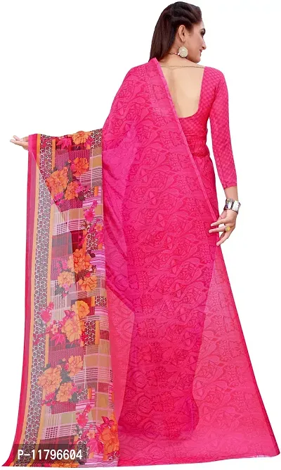 Beautiful Pink Georgette Saree with Blouse piece-thumb3