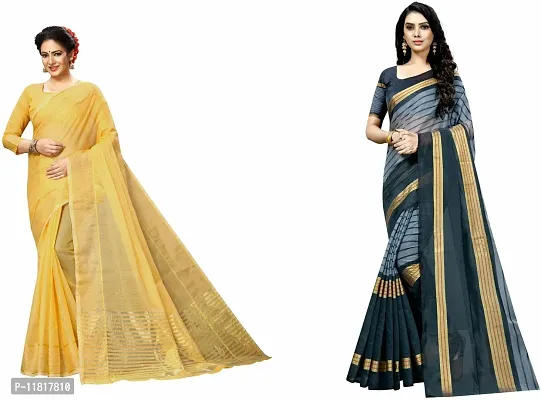 Beautiful Art Silk Saree with Blouse Piece Pack Of 2