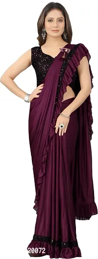 Beautiful Lycra Saree with Blouse Piece-thumb0