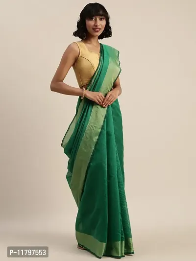 Beautiful Green Art Silk Saree with Blouse piece-thumb0