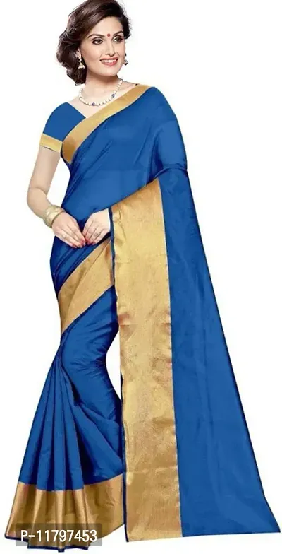 Beautiful Blue Art Silk Saree with Blouse piece