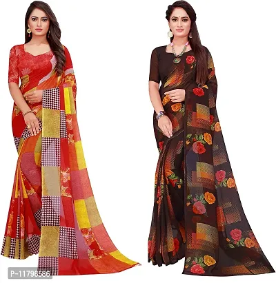 Beautiful Multicoloured Georgette Saree with Blouse piece Pack Of 2