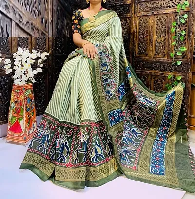 Hot Selling Linen Saree with Blouse piece 