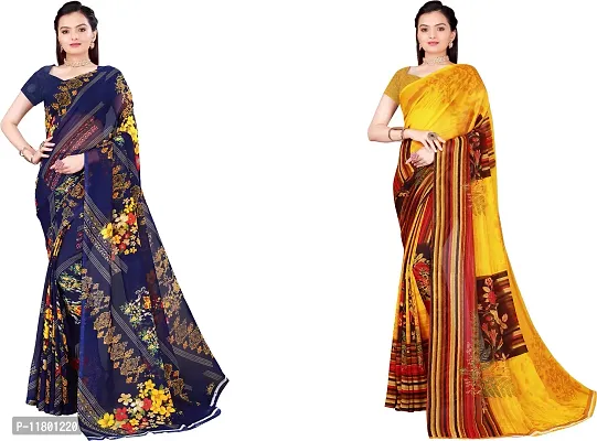 Beautiful Multicoloured Georgette Saree with Blouse piece Pack Of 2-thumb0