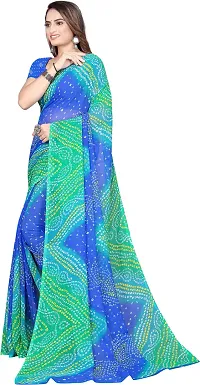 Beautiful Blue Georgette Saree with Blouse piece-thumb1