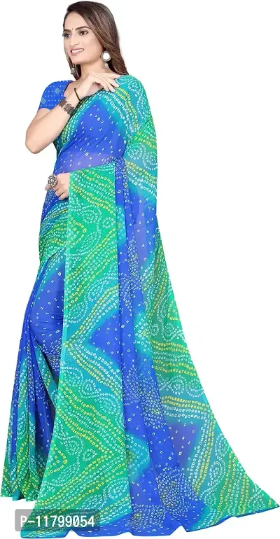 Beautiful Blue Georgette Saree with Blouse piece-thumb2