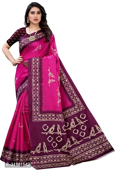 Beautiful Pink Art Silk Saree with Blouse piece-thumb0