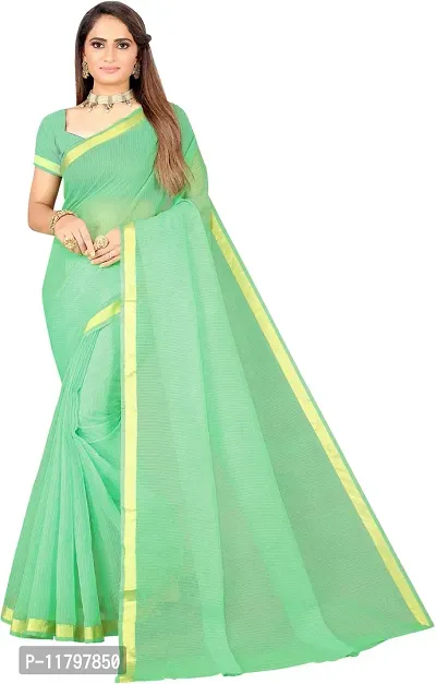 Beautiful Green Art Silk Saree with Blouse piece