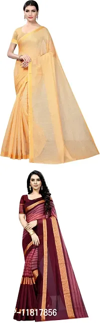 Beautiful Art Silk Saree with Blouse Piece Pack Of 2-thumb0