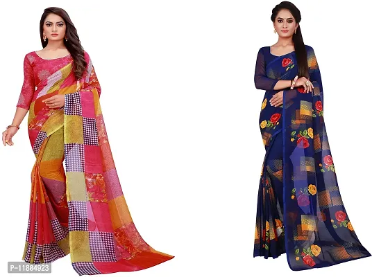 Beautiful Georgette Saree with Blouse Piece Pack Of 2-thumb0