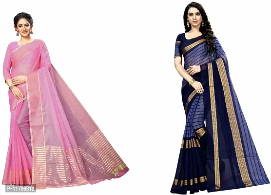 Beautiful Multicoloured Art Silk Saree with Blouse piece Pack Of 2-thumb0