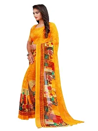 SAADHVI Womens Georgette Printed Combo Saree With Unstithed Blouse (Yellow & Green) (GEO_10_GEO_18)-thumb2