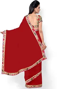 Beautiful Maroon Georgette Saree with Blouse piece-thumb1