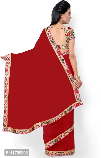 Beautiful Maroon Georgette Saree with Blouse piece-thumb2